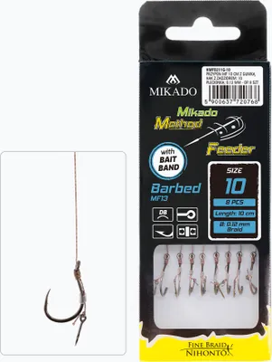 Immagine prodotto di 8 ami MIKADO METHOD FEEDER MF13 Rig con ami da traina/ago intrecciati 10 / Ø0,12mm / 10cm