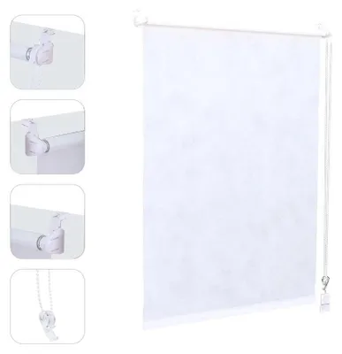 Produktbild von Rollo ohne Bohren 80x210cm WeißVliesstoff Fensterrollo Sichtschutz Lichtdurchlässig Uni Rollo für Fenster
