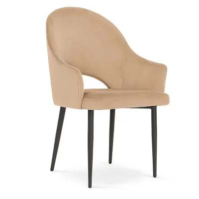Image de MEUBLES PAWS GRANDA beige seau moderne chaise rembourrée pour salon, restaurant, cuisine avec accoudoirs, chaise de restaurant, chaise de cuisine