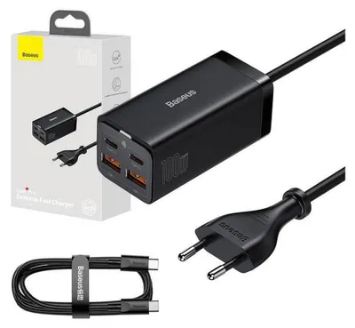 Produktbild von Baseus GaN3 Pro Wandladegerät 2xUSB-C + 2xUSB, 100W (schwarz)