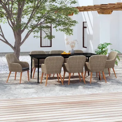 Produktbild von The Living Store 9-tlg. Garten-Essgruppe mit Auflagen Braun