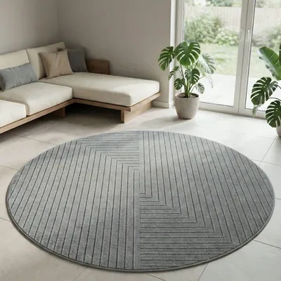 Zdjęcie produktu dla Carpetsale24 Dywan Zewn?trzny Nowoczesny Boho Design Efekt 3D Odporny na UV Idealny na Taras do Salonu i Kuchni, Rozmiar: 200 cm Okr?g?y
