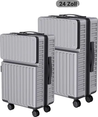 Image de Set de bagages, matériau ABS durable, cadenas TSA, gris