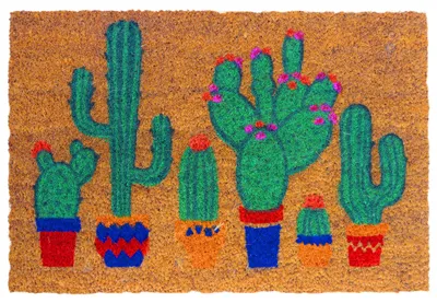 Produktbild von Relaxdays Fußmatte Kokos, Kaktus, 60x40 cm, rutschfest, wetterfest, Fußabstreifer innen & außen, Türvorleger, mehrfarbig