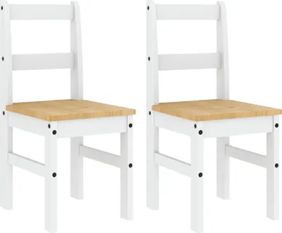 Produktbild von vidaXL Essstühle 2 Stk. PANAMA Weiß 40x46x90 cm Massivholz Kiefer