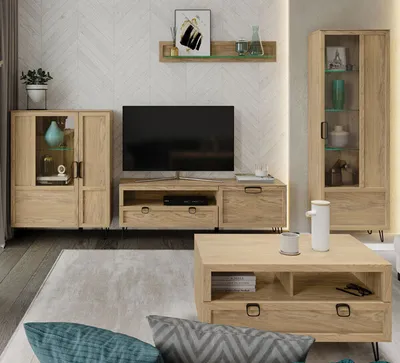 Produktbild von Wohnzimmer-Set Wohnwand Limbo 5-teilig Eiche Artisan teilmassiv