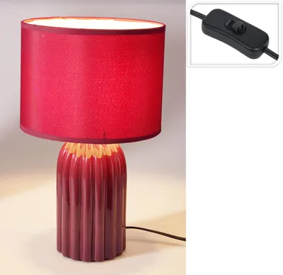 Imagen del producto de Lámpara de mesa Cilgro, cerámica roja, lámpara infantil con ambiente cálido, 23x23x38 cm