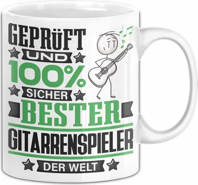 Produktbild von Gitarrenspieler Geschenk Lustiger Spruch für Gitarrenspieler Geschenkidee Bester Gitarrenspieler Der Welt (Weiß)