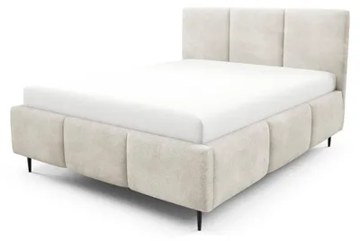 Image de Lit avec coffre de rangement intégré, revêtement en tissu imitation velours "Taupesand", dimensions 160 x 200 cm