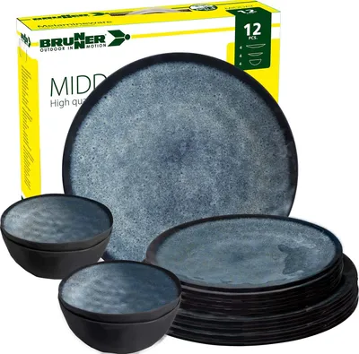 Produktbild von BRUNNER Camping Geschirr Set 4 Personen | Anti-Slip | Midday VENETIAN, 12-tlg.