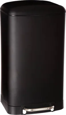 A black pedal bin is shown against a white background.