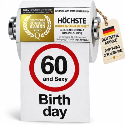 Produktbild von Fun Klopapier 60. Geburtstag - Lustiges Toilettenpapier als Scherzartikel & lustige Geschenkidee für Männer und Frauen zum runden Geburtstag