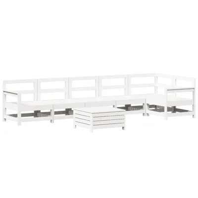 Immagine prodotto di vidaXL Set di divani da giardino 7 pezzi in legno di pino massiccio bianco