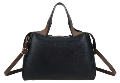 Produktbild von Gallantry, Damen Handtasche zweifarbig mit Reißverschluss Kontrastgriffen, Schwarz
