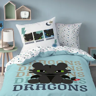 Productafbeelding van Kinderbedlinnen met Toothless Motief 135 x 200 cm