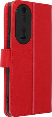 Zdjęcie produktu dla Etui ze sztucznej skóry z funkcją podstawki dla Honor 90 - czerwone