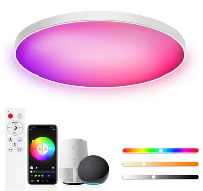 Produktbild von Gaethra Deckenlampe LED 30W, RGB Deckenleuchte Rund 2700K-6500K, Dimmbar, Kompatibel mit Alexa, APP-Steuerung, Fernbedienung, für Schlafzimmer, Wohnzimmer, Kinderzimmer