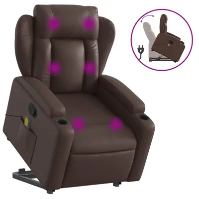 Image de vidaXL Fauteuil de massage avec releveur Marron Similicuir