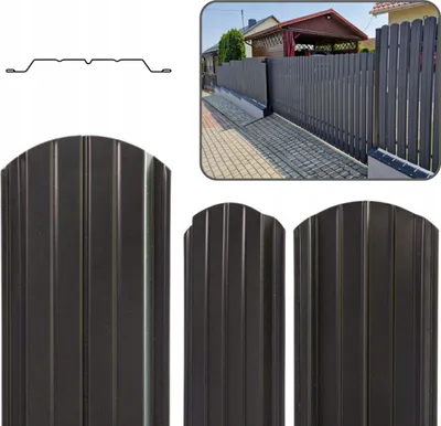 Zdjęcie produktu dla Lira Sztacheta Metalowa Ogrodzeniowa Ocynk Dwustronna Grafit Połysk 80cm