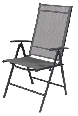 Produktbild von 2 Stück Garten Klappstuhl Hochlehner Metall - Textilen Anthrazit 7 Pos