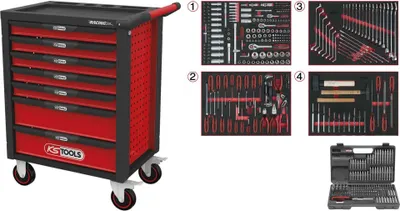 Produktbild von KS Tools RACINGline SCHWARZ/ROT Wózek warsztatowy z 7 szufladami