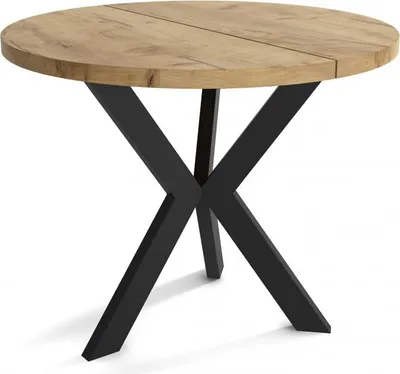 Produktbild von Runder Esszimmertisch IDA, ausziehbarer Tisch Durchmesser: 100 cm bis 140 cm, Wohnzimmertisch Farbe: Braun, mit Holzbeinen in Farbe Schwarz