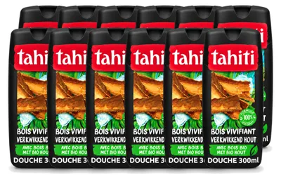 Obrázek produktu pro 12 kusů sprchového gelu Tahiti, osvěžující dřevitá vůně, objem 300 ml, výhodná balení
