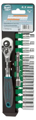 Zdjęcie produktu dla BRÜDER MANNESMANN M29114 BRÜDER MANNESMANN Zestaw kluczy nasadowych 1/4", 14-częściowy