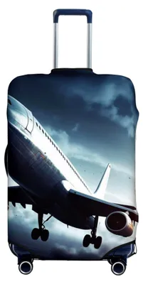 Produktbild von Flugzeug-Gepäckabdeckung, waschbar, dehnbar, kratzfest, Reisegepäckhülle, elastisch, passend für 45,7 - 81,3 cm, Schwarz, M, Schwarz, M