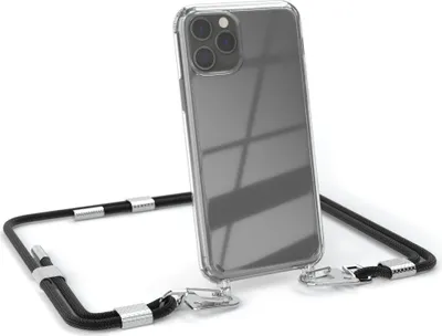 Produktbild von EAZY CASE Handykette für Apple iPhone 11 Pro, Transparente Silikonhülle mit Band, Clear Case, abnehmbar in  Schwarz