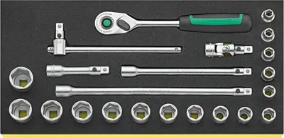 Produktbild von STAHLWILLE TCS 456/16/6 QR, Steckschlüssel-Set, 21 Stück(e), Schwarz, Grün, Silber, 350 mm, 175 mm, 45 mm