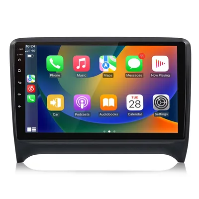 Image de Autoradio 9 pouces CarPlay / Android Auto / Android 15 pour Audi TT MK2 2006-2014 avec navigation GPS, Wi-Fi, Bluetooth, FM, SWC, RDS, SWC, DAB+, USB, 2DIN, DSP et MirrorLink