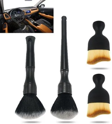 Immagine prodotto di Set di 4 spazzole morbide, ultra morbide per la pulizia degli interni dell'auto, spazzole per interni, nero