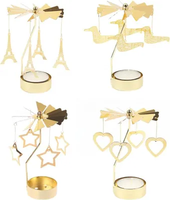 Produktbild von 4 Stück Rotierende Teelichthalter - Metallkerzenständer für Weihnachten - Hochzeit und Geburtstagsfeier - Stimmungsvolle Wohnkultur und Geschenke