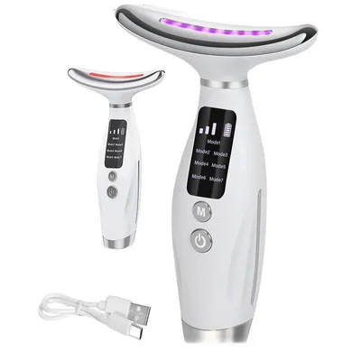 Produktbild von ZELURXX Hals Massagegerät, LED Lichttherapie Gerät, EMS Mikrostrom, Hautstraffung Anti-Falten, Wärmetherapie Vibration, USB Aufladbar Schönheitsgerät