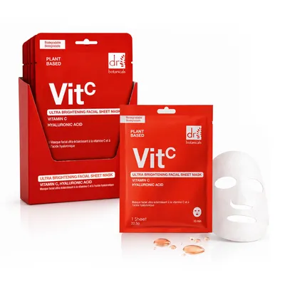 Produktbild von Dr Botanicals Ultra-aufhellende Gesichtsmaske mit Vitamin C und Hyaluronsäure, 10er-Packung