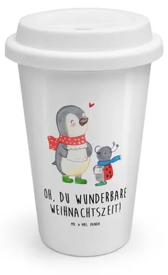 Produktbild von Mr. & Mrs. Panda Coffee To Go Becher Smörle Winterzeit - Weiß - Geschenk, ToGo Kaffeebecher, Keramikbecher, Weihnachten Grüße, Weihnachtsgruß, Reisebecher, Weihnachtszeit