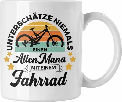 Produktbild von Trendation - Fahrradfahrer Geschenk Tasse Spruch Rennrad Mountainbike Geschenkidee Radfahrer Rentner Rente (Weiß)