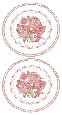 2er-Set Retro-Spitzenplatzsets, 27 x 27 cm, altrosa