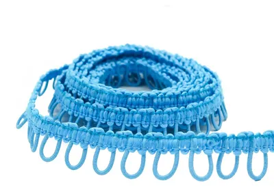 2m Schlingenband, Borte m. elastischen Ösen für Knöpfe blau B 15mm Öse 8mm