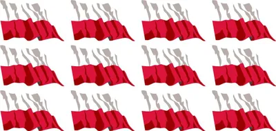 Produktbild von Mini Aufkleber Set - Pack wehend - 50x31mm - selbstklebender Sticker - Polen - Flagge / Banner / Standarte fürs Auto, Büro, zu Hause und die Schule - 12 Stück