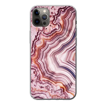Produktbild von MuchoWow® Handyhülle Schutzhülle Hülle für iPhone 13 Pro Max Naturstein - Rosa - Luxus Silikon Softcase Handy Hülle - Mobiltelefon