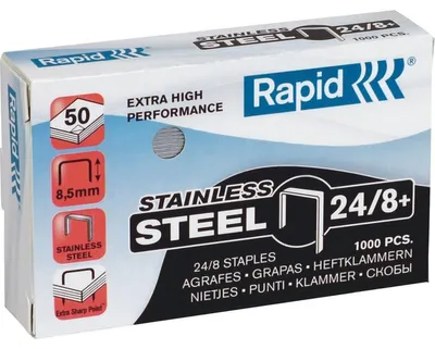 Zdjęcie produktu dla Rapid SuperStrong 24/8+, Zszywki paczka, 24/8, 8,5 mm, Naprawa, 5000 zszywek, Cynk