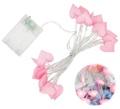 3m LED Lichterkette Herzform, rosa, batteriebetrieben, für Dekoration