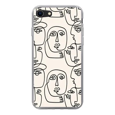 Produktbild von MuchoWow® Handyhülle Schutzhülle Hülle für iPhone 8 Gesicht - Muster - Strichzeichnung Silikon Softcase Handy Hülle - Schutzhaube