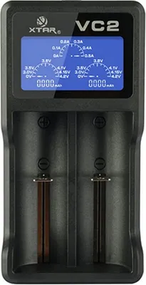 Produktbild von 2-Schacht USB-Ladegerät mit großem Display, mit bis zu 0,5Ah Ladestrom