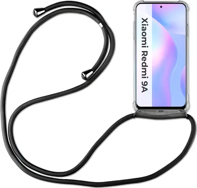 Produktbild von Xiaomi Hülle mit Band Schutzhülle Handykette Silikon Handy Tasche mit Schnur Neu Xiaomi Redmi 9A Schwarz