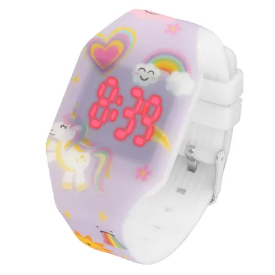 Produktbild von Taffstyle  Bunte Kinder Armbanduhr Einhorn Silikon Digital LED Farbige Kinderuhr Sportuhr Uhr Silikonuhr Mädchen Rainbow Regenbogen Fluoreszierend, 1
