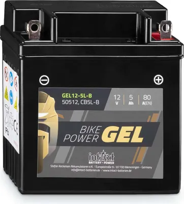 Produktbild von intAct Bike-Power Motorradbatterie GEL CB5L-B 12V 5Ah 50512 GEL12-5L-B