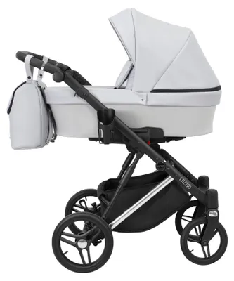 Produktbild von Kinderwagen Kunert Lazzio Premium mit Babywanne - Silberner Rahmen - Farbe: Aschgrau Eco